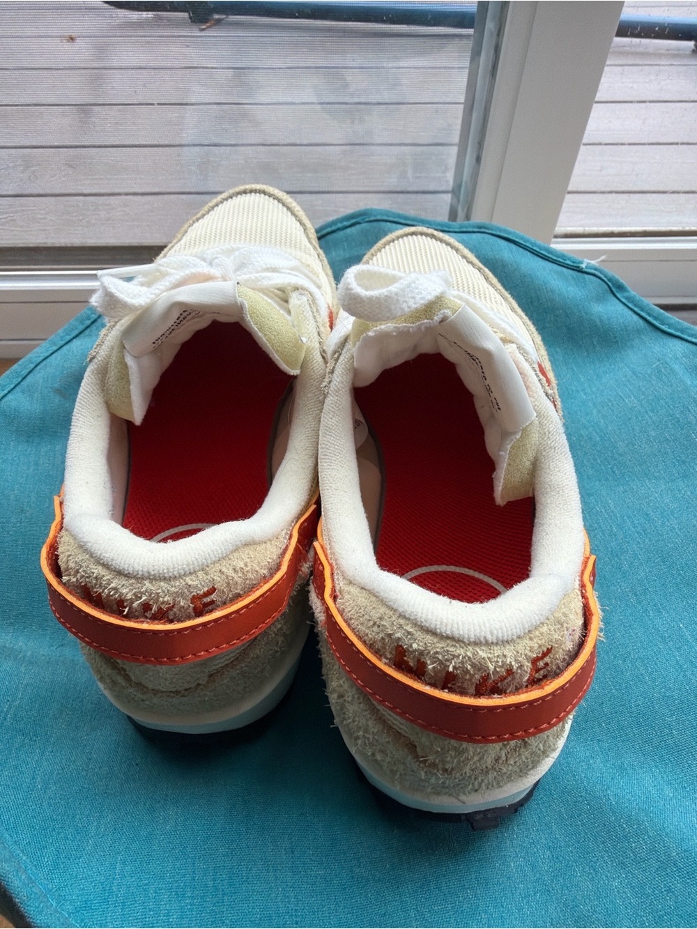 Nike Waffle Debut Sneakers Women’s 7.5 Cream Tan Orange Suede Mesh Running NWOT - Picture 4 of 9